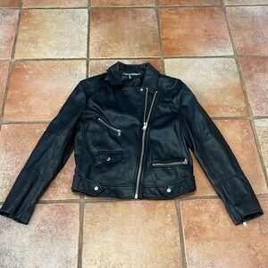 Divided vegan leather moto jacket small